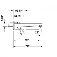 Duravit Wave Смеситель для раковины из стены, излив 202 мм, хром