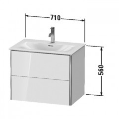 Duravit XSquare Тумба подвесная под раковину # 234473, 2 яшика, 560x710x478мм, цвет White High Gloss