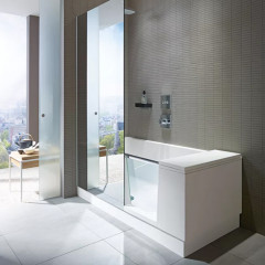 DURAVIT Shower + Bath Bathtub Ванна 1700х750хh2105 мм, с входной дверью и душевой шторкой, DX - правосторонняя, цвет: белый (без слива-перелива)