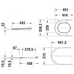 DURAVIT Bento Starck Box Сиденье для унитаза съемное, с микролифтом, белый глянец/нерж сталь