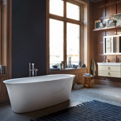 Duravit White Tulip Напольный смеситель для ванны с ручным душем, h-950мм, излив 200мм цвет: