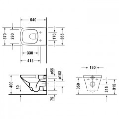 Duravit DuraStyle Rimless Унитаз подвесной без смывного края, с вертикальным смывом, 4.5л., 370x540мм, Цвет: Белый ("СПЕЦЦЕНА с нашего склада!")