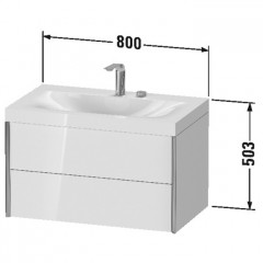 Duravit XViu Тумба подвесная 503x800x480мм, с раковиной без перелива, с 1 отв под смес, 2 ящика, цвет: белый глянцевый/champagne matt