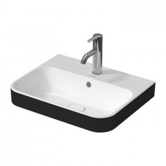 Duravit Happy D.2 Plus Раковина 500х400мм с переливом, 1 отв под смес, с креплением, выпуск с керам. покрытием, покр WonderGliss, цвет Anthracite ma