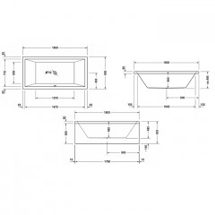 Duravit Starck Ванна акрил прямоугольная 1800x900 мм , встраиваемая или с панелями ,с 2 наклонами для спины, с переливом Цвет: белый