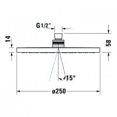 Duravit Верхний душ 250, Материал: пластик, соединительная резьба 1/2“, Монтаж: потолок или стена, черный матовый