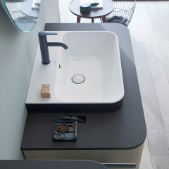 Duravit Happy D.2 Plus Раковина 60х46см с перелив, с 1м отв. под смесит, выпуск с керам. покр цвет Anthracite matt/белый
