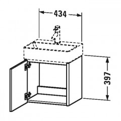 Duravit XSquare База под раковину 434х340х397 мм, 1 дверца левая, Цвет графит матовый (для раковины 073245)