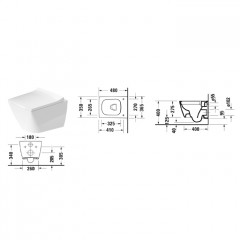 Duravit Viu Унитаз подвесной безободковый 370х480мм цвет белый Антибактериальное покр.