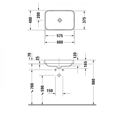 Duravit Happy D.2 Plus Раковина 600х400мм, без перелива,с выпуском с керамической крышкой, покр WonderGliss, цвет: белый