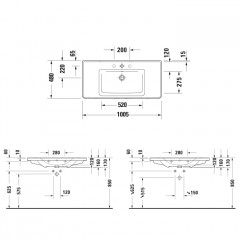 Duravit D-Neo Раковина накладная 1005х480 мм, с переливом, без отв. под смеситель, цвет: белый