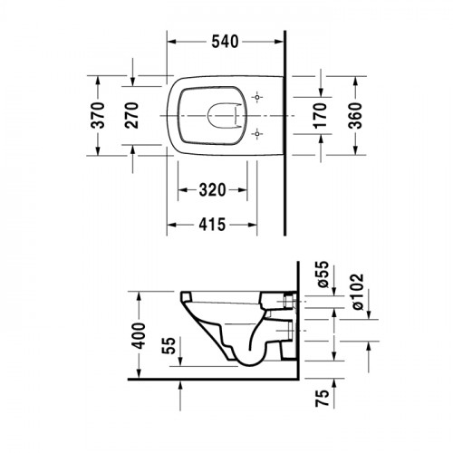 Duravit DuraStyle Унитаз подвесной 540х370 мм, с креплением, цвет белый с WonderGliss