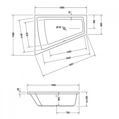 Duravit Ванна Paiova встраиваемая, акриловая 180x140 см, с наклоном для спины слева, цвет белый