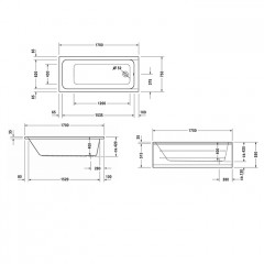 Duravit D-Code Ванна акриловая 1700х750 мм см, встраиваемая, с 1 наклоном для спины, выпуск в зоне ног, цвет белый