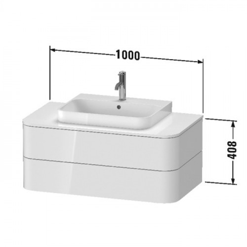 Duravit Happy D.2 Plus Раковина 60х46см с перелив, с 1м отв. под смесит, выпуск с керам. покр цвет Anthracite matt/белый