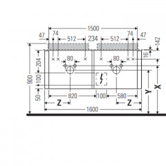 Duravit Happy D.2 Plus Тумба подвесная 354x1600x550мм 2 ящика , цвет: stone grey satin matt