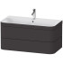 DURAVIT HAPPY D.2 PLUS Комплект мебели 975х490х468 мм, 2 ящ, с 1 отв для смес, в компл.с сиф и донным клап, раковина bi-color, цвет Графит супермат