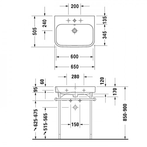 Duravit Happy D.2 Раковина подвесная (650х505 мм) с 1м отверстием под смеситель, для тумбы Happy D.2 # H2 6364, цвет: белый