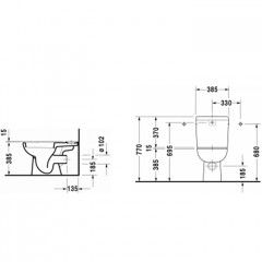 Duravit D-Code Унитаз моноблок 355x650мм, с отдельным бачком (не вкл. бачок), включая крепление,слив в стену , Цвет белый