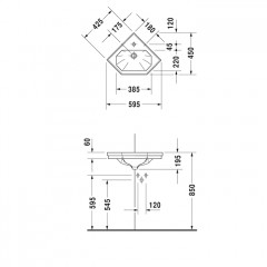 Duravit 1930 Раковина угловая с перел. и 1отв. под смес., 59х45х Н: 19.5см, Цвет: Белый (СПЕЦЦЕНА со склада поставщика!)