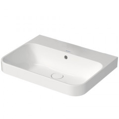 DURAVIT HAPPY D.2 PLUS Раковина 600х460 мм., без отверстий для смесителя, с переливом, с креплением, выпуск с керамическим клапаном, цвет белый