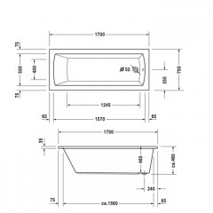 DURAVIT Ножки для ванн и душевых поддонов с боковой длиной> 1000 мм