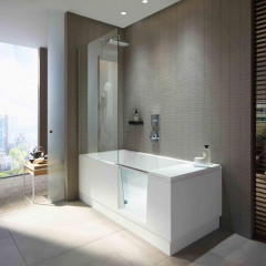 DURAVIT Shower + Bath Bathtub Ванна 1700х750хh2105 мм, с входной дверью и душевой шторкой, SX - левосторонняя, цвет: белый (без слива-перелива)