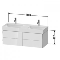 Duravit XSquare Тумба подвесная под раковину # 235312, 4 ящика, 397x1184x460мм, цвет White High Gloss