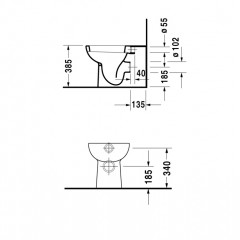Duravit D-Code Унитаз напольный пристенный вариант, для независимого подключения воды, включая крепление, слив в стену, цвет белый
