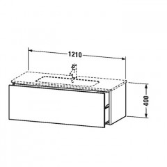 Duravit XSquare База под раковину 1210х478х400 мм, с 1 выдв ящик, Цвет черный глянц.(для 233612)
