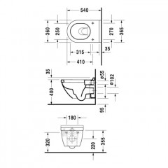 Duravit Starck 3 Унитаз подвесной, 540х360 мм, с креплением Durafix, цвет белый+ WondweGliss (СПЕЦЦЕНА)