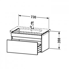 DURAVIT DURASTYLE Тумба под раковину 730х448х398 мм., подвесная, 1 ящик, для раковины 232080, цвет Графит матовый