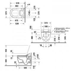 Duravit ME by Starck Унитаз подвесной 570х370 мм безободковый, HygieneFlush для SensoWash, цвет: белый