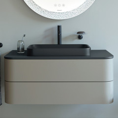 Duravit Happy D.2 Plus Раковина 600х400мм, без перелива,с выпуском с керамической крышкой цвет Anthracite matt