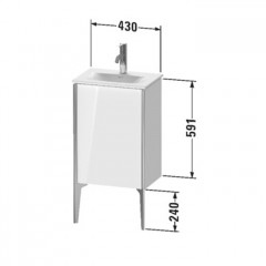 Duravit XViu Тумба подвесная 591x430x310мм, для раковины #073345, 1 дверь, (петли слева), цвет: walnut dark/черный матовый