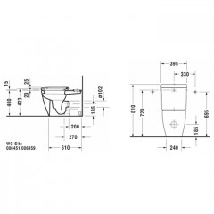 Duravit Happy D.2 Бачок с механизмом двойного смыва, хром, 6/3 л., для подключения снизу слева, 395x160мм, Цвет: Белый