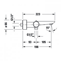 Duravit Термостатический смеситель для ванны/душа с изливом Wave, черный матовый