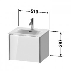 Duravit XViu Тумба подвесная 510x420х397мм, для раковины #234453, 1 ящик, цвет: walnut dark/черный матовый