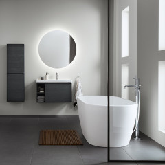 Duravit D-Neo Ванна из DuraSolid 1600х750хh600мм, отдельн-я, с 2 накл. для спины, с панелью и ножками, со спецсливом/переливо, без поручня, цвет белый
