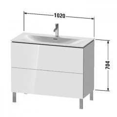 Duravit L-Cube Тумба напольная под раковину # 234410, 2 ящика, 704x1020x481мм, цвет White High Gloss