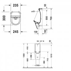 Duravit Starck 3 Писсуар 300х245 мм подача воды сзади, безободковый, с креплением, цвет белый