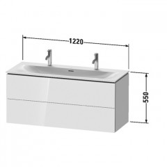 Duravit L-Cube Тумба подвесная под раковину # 234412, 2 ящика, 550x1220x481мм, цвет White High Gloss