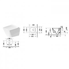 Duravit Viu Унитаз подвесной безободковый 370х480мм, покр. WonderGliss, цвет белый