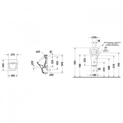 Duravit DuraStyle Писсуар электронный от сети 300х340 мм,подача воды сзади, с вытяжкой. с креплением, цвет белый