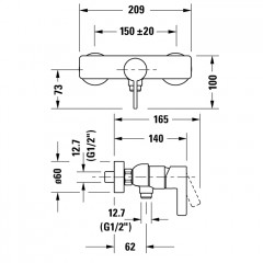 Duravit D-Neo Смеситель для душа, настенный цвет: хром