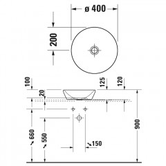 Duravit D-Neo Раковина накладная ? 400 мм, без перелива, без отв под смес, с WonderGliss, цвет: белый (СПЕЦЦЕНА)