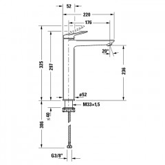 Duravit Circle XL Однорычажный смеситель для умывальника , хром