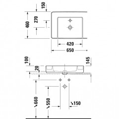 DURAVIT Bento Starck Box Раковина накладная 650х460мм,, с 1 отв под смеситель, HygieneGlaze, белый глянцевый