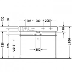 Duravit Vero Металлическая консоль регулировка по высоте + 50 мм, хром для умывальника #032910