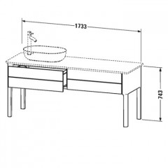 Duravit Luv База напольная, 743x1788x570, 2 выдв.ящика,раковина слева, цвет скандинавско белый шелковисто-матовый
